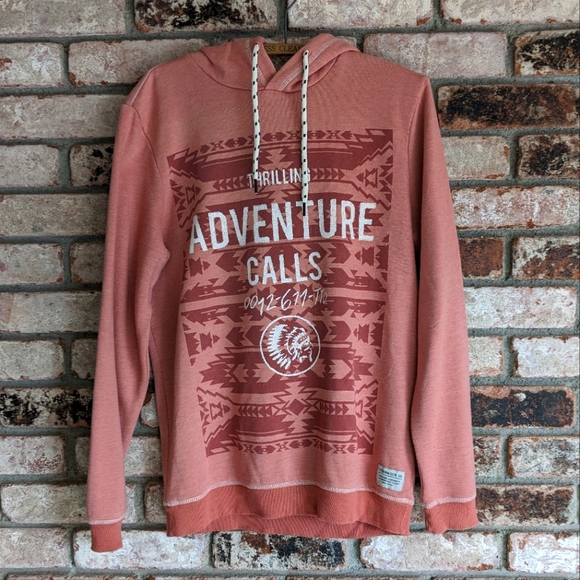 🦅 Tom Tailor Denim Pink Adventure Calls Indigenous Native America Hoodie M - Picture 1 of 7